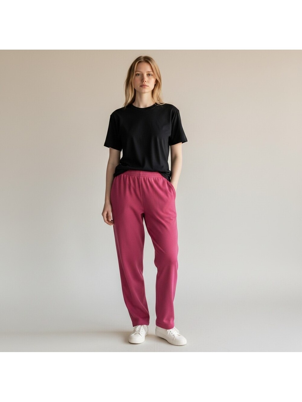 Alfred Dunner Pants Women 10 Pink High Rise Pleated Straight Pull On Pockets